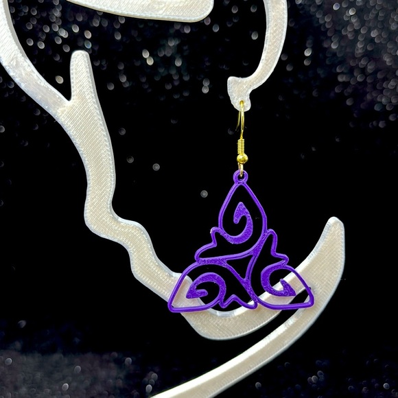 Purple and Gold Dangle Earrings - Picture 5 of 5
